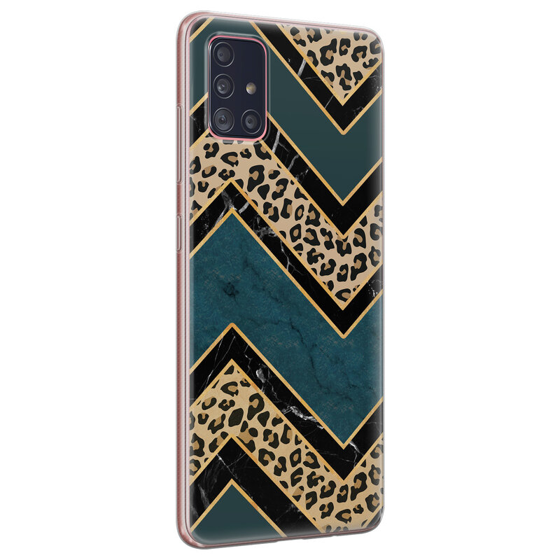 Leuke Telefoonhoesjes Samsung Galaxy A51 siliconen hoesje - Luipaard zigzag