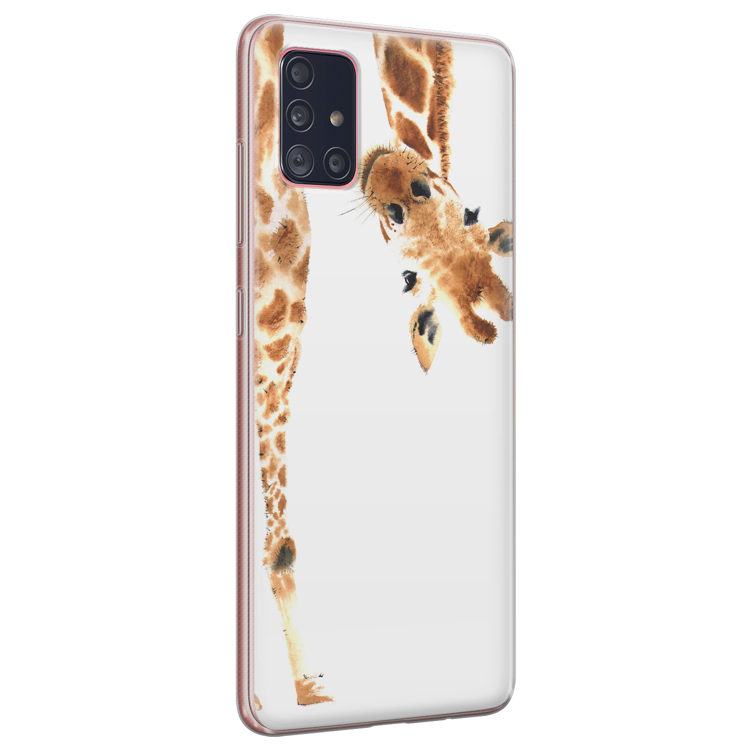 Leuke Telefoonhoesjes Samsung Galaxy A51 siliconen hoesje - Giraffe peekaboo