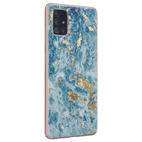 Leuke Telefoonhoesjes Samsung Galaxy A51 siliconen hoesje - Goud blauw marmer