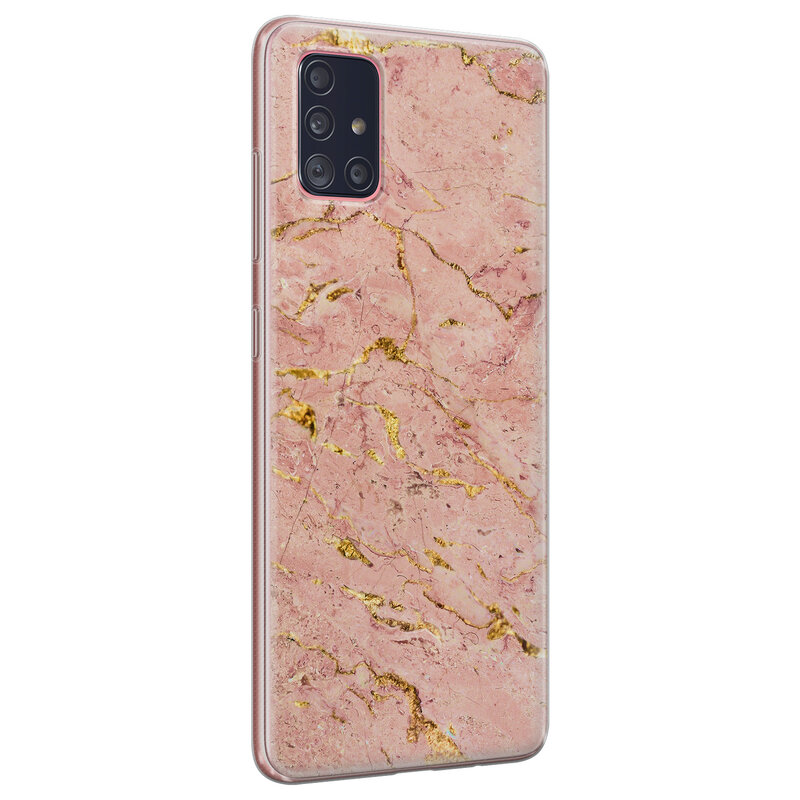 Leuke Telefoonhoesjes Samsung Galaxy A51 siliconen hoesje - Marmer roze goud