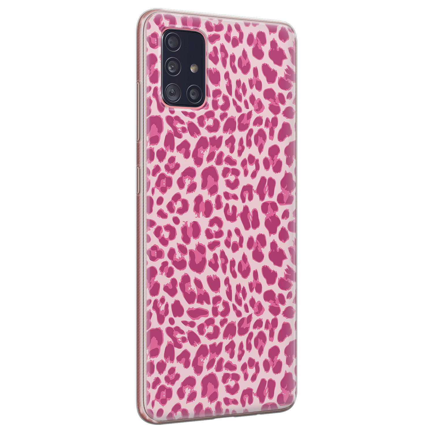 Leuke Telefoonhoesjes Samsung Galaxy A51 siliconen hoesje - Luipaard roze