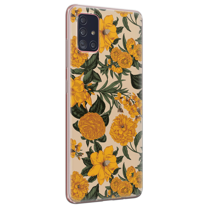 Leuke Telefoonhoesjes Samsung Galaxy A51 siliconen hoesje - Retro flowers