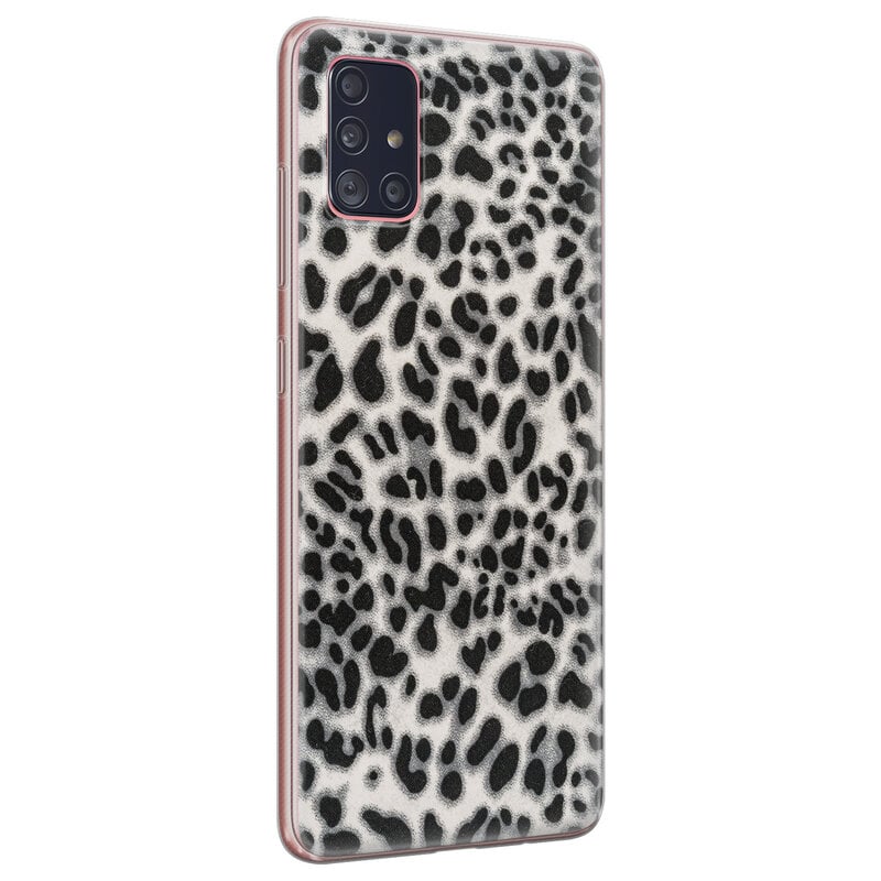 Leuke Telefoonhoesjes Samsung Galaxy A51 siliconen hoesje - Luipaard grijs
