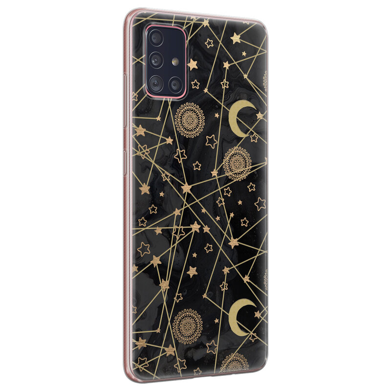 Leuke Telefoonhoesjes Samsung Galaxy A51 siliconen hoesje - Sun, moon, stars