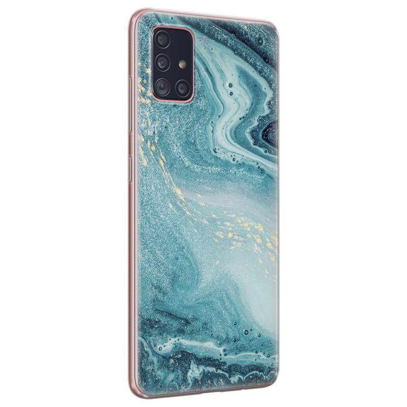 Leuke Telefoonhoesjes Samsung Galaxy A71 siliconen hoesje - Marmer blauw