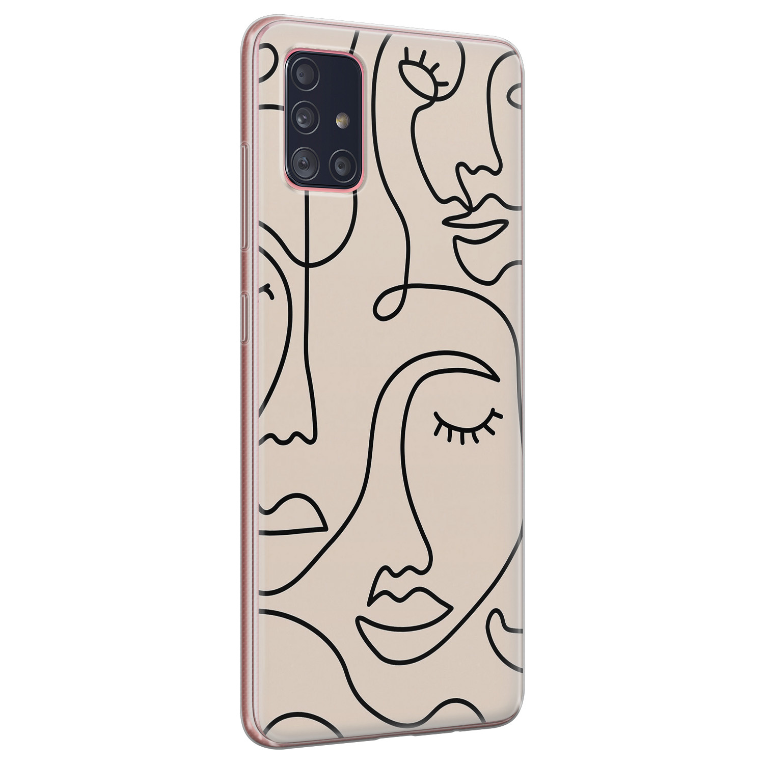 Leuke Telefoonhoesjes Samsung Galaxy A71 siliconen hoesje - Abstract gezicht lijnen