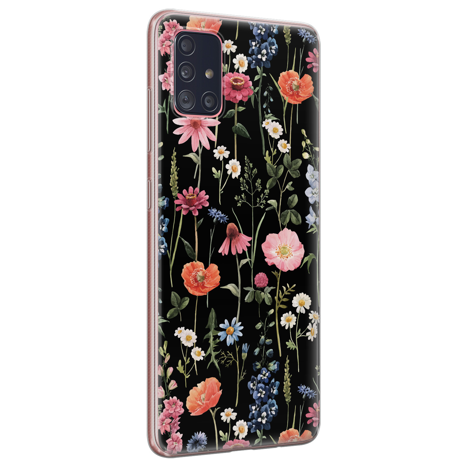 Leuke Telefoonhoesjes Samsung Galaxy A71 siliconen hoesje - Dark flowers