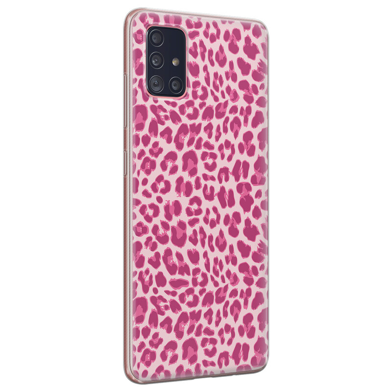 Leuke Telefoonhoesjes Samsung Galaxy A71 siliconen hoesje - Luipaard roze
