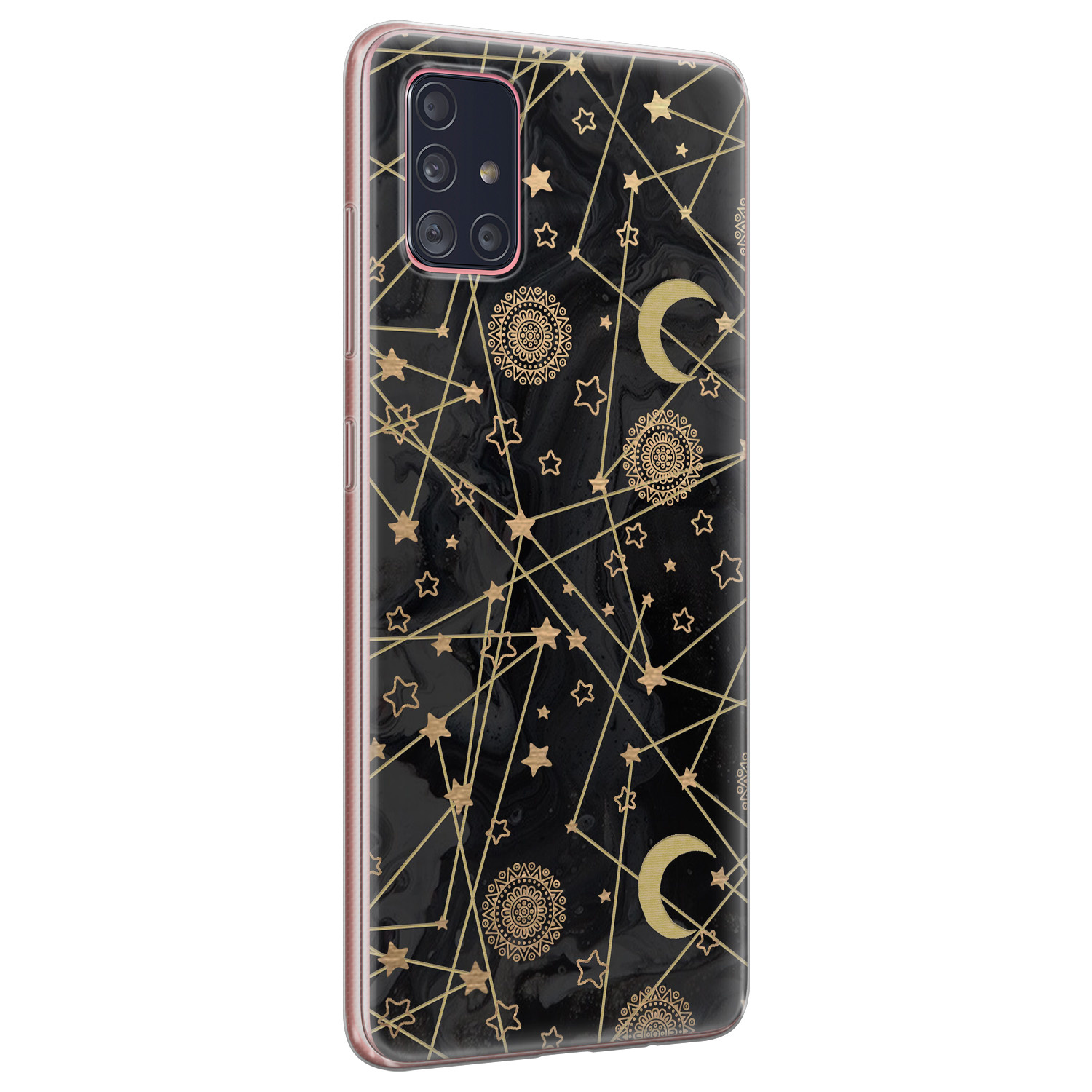 Leuke Telefoonhoesjes Samsung Galaxy A71 siliconen hoesje - Sun, moon, stars