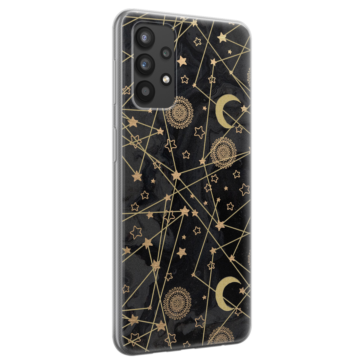 Leuke Telefoonhoesjes Samsung Galaxy A32 4G siliconen hoesje - Sun, moon, stars