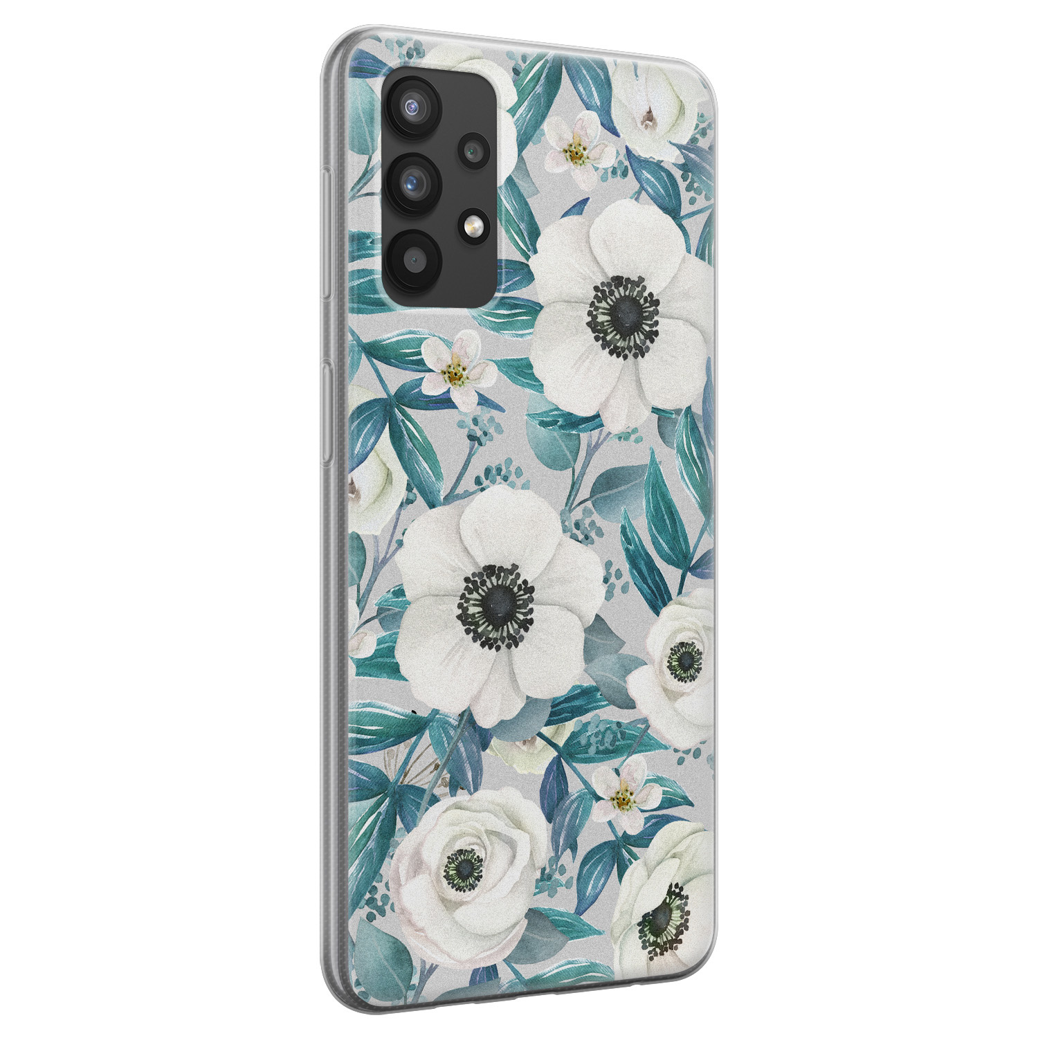 Leuke Telefoonhoesjes Samsung Galaxy A32 4G siliconen hoesje - Witte bloemen