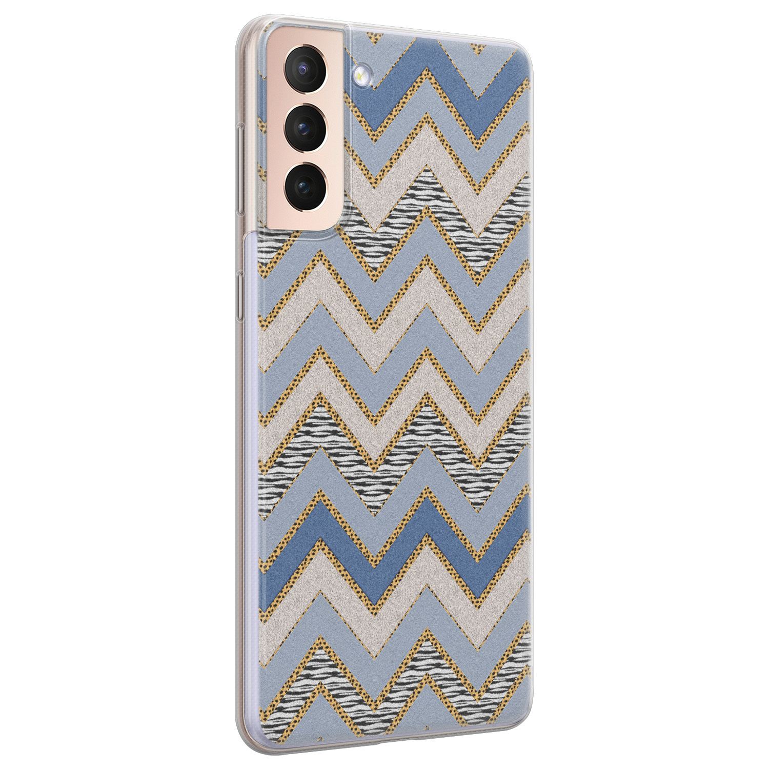 Leuke Telefoonhoesjes Samsung Galaxy S21 siliconen hoesje - Retro zigzag