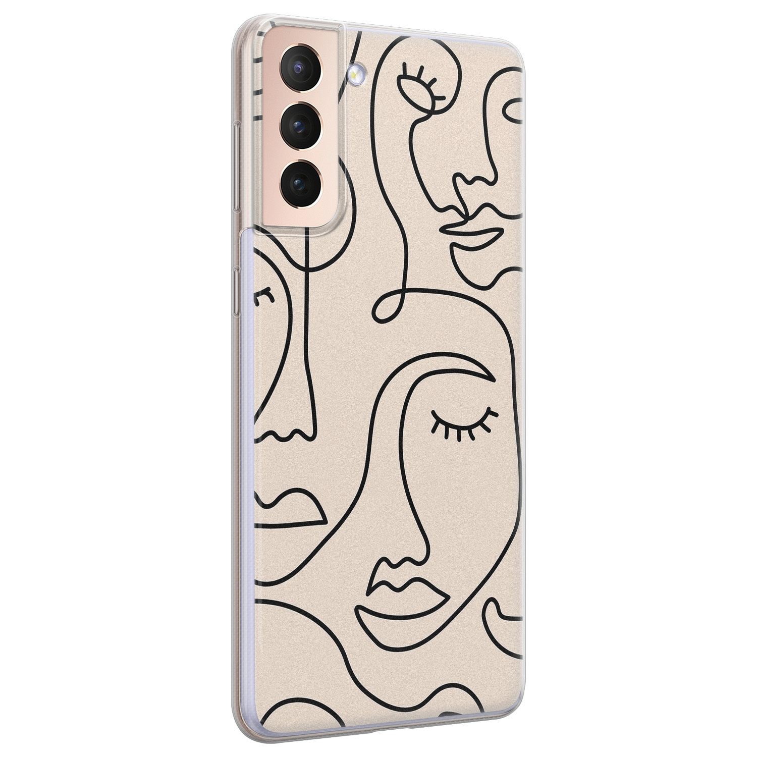Leuke Telefoonhoesjes Samsung Galaxy S21 siliconen hoesje - Abstract gezicht lijnen