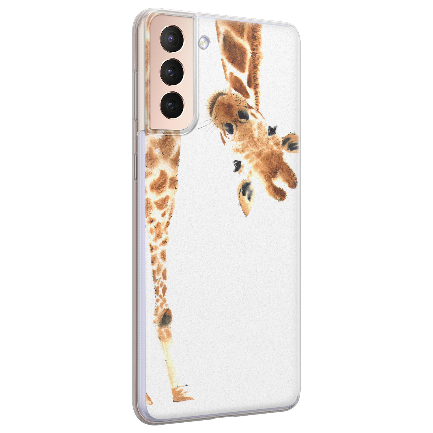 Leuke Telefoonhoesjes Samsung Galaxy S21 siliconen hoesje - Giraffe peekaboo