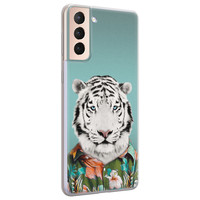 Leuke Telefoonhoesjes Samsung Galaxy S21 siliconen hoesje - Witte tijger