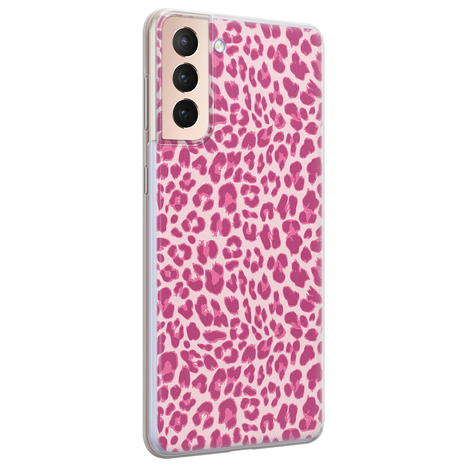 Leuke Telefoonhoesjes Samsung Galaxy S21 siliconen hoesje - Luipaard roze