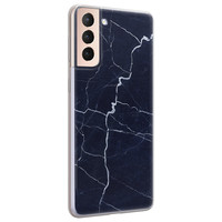 Leuke Telefoonhoesjes Samsung Galaxy S21 Plus siliconen hoesje - Marmer navy blauw