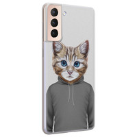 Leuke Telefoonhoesjes Samsung Galaxy S21 Plus siliconen hoesje - Poezenhoofd