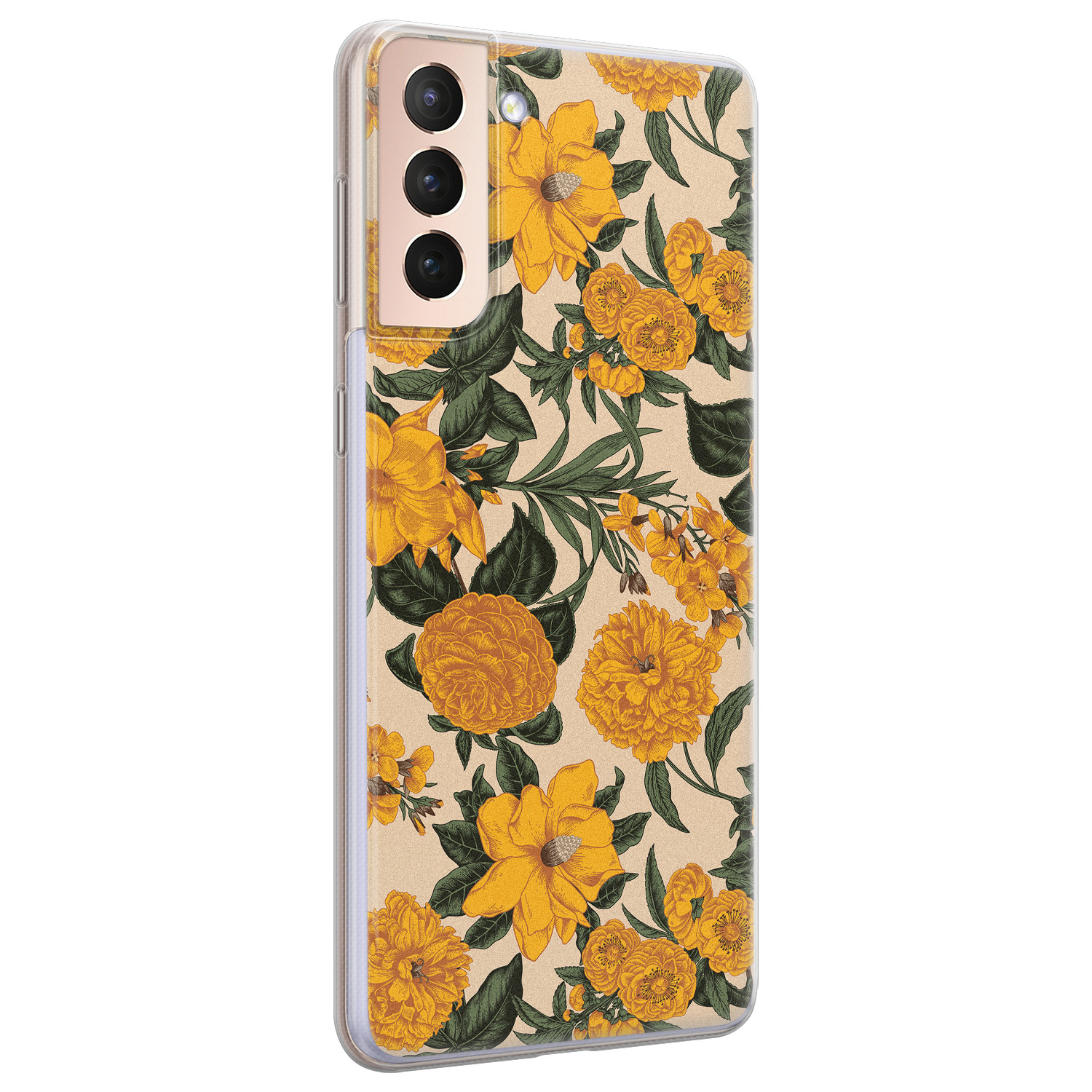 Leuke Telefoonhoesjes Samsung Galaxy S21 Plus siliconen hoesje - Retro flowers