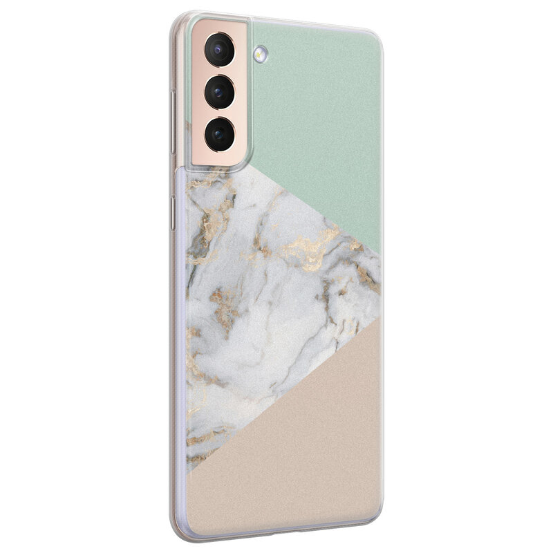 Leuke Telefoonhoesjes Samsung Galaxy S21 Plus siliconen hoesje - Marmer pastel mix