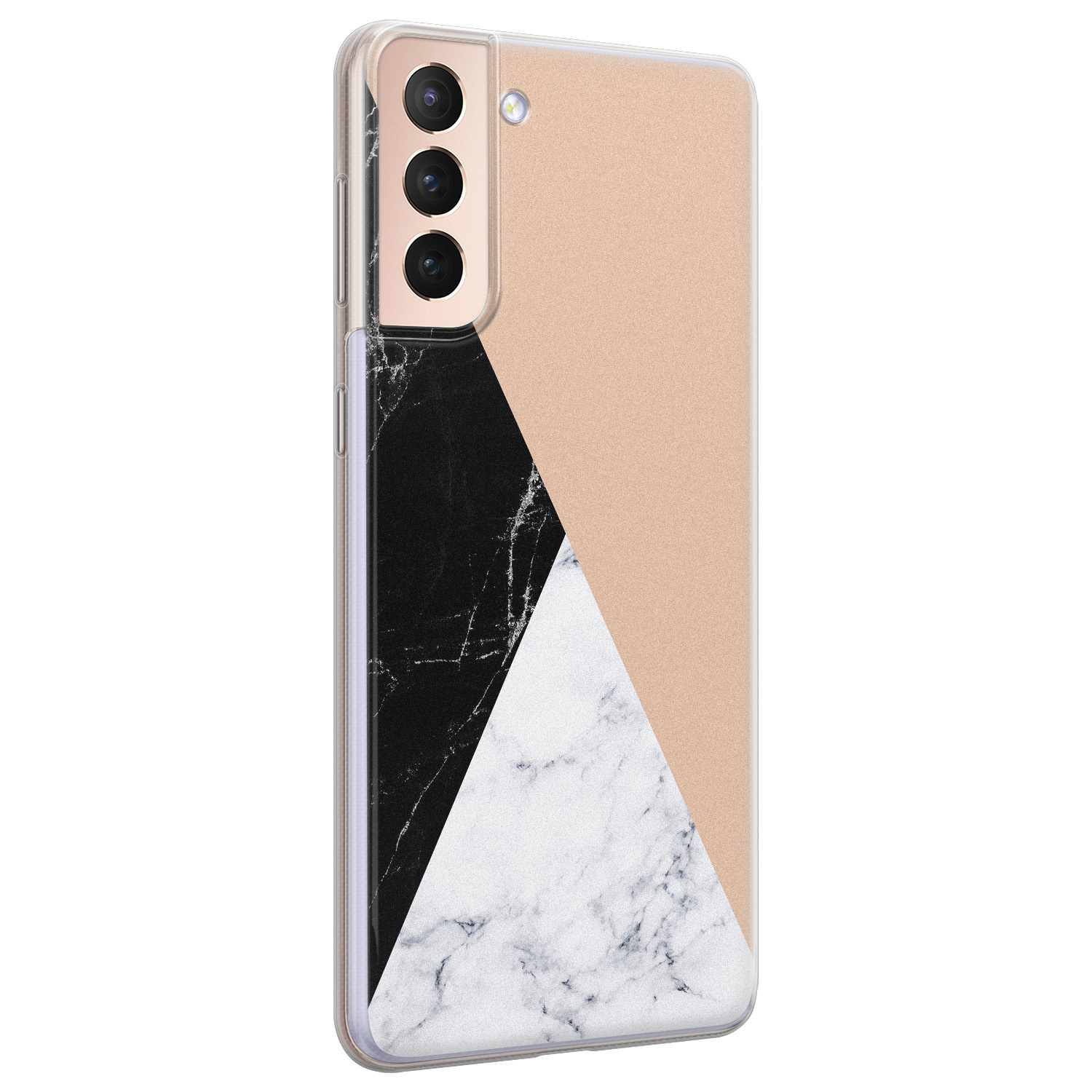 Leuke Telefoonhoesjes Samsung Galaxy S21 Plus siliconen hoesje - Marmer zwart bruin