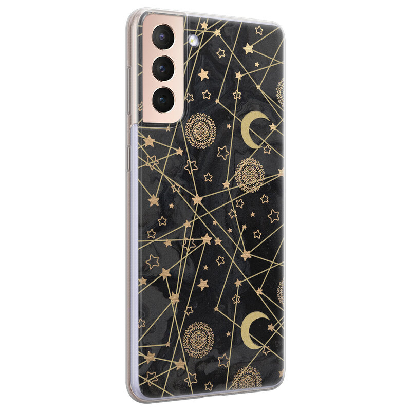Leuke Telefoonhoesjes Samsung Galaxy S21 Plus siliconen hoesje - Sun, moon, stars
