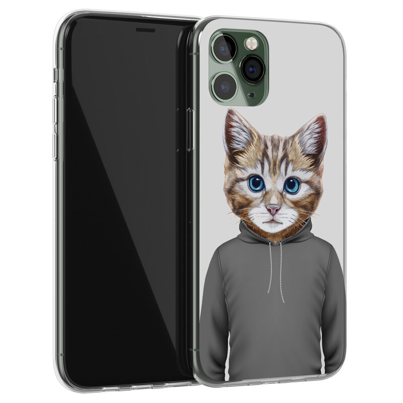 Leuke Telefoonhoesjes iPhone 11 Pro siliconen hoesje - Poezenhoofd