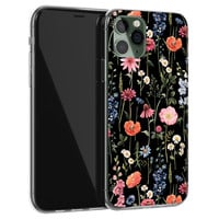 Leuke Telefoonhoesjes iPhone 11 Pro siliconen hoesje - Dark flowers