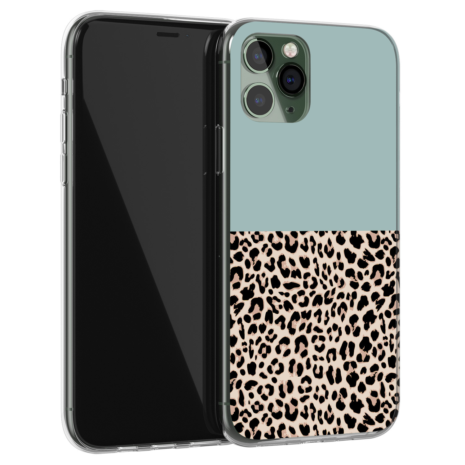 Leuke Telefoonhoesjes iPhone 11 Pro siliconen hoesje - Luipaard mint