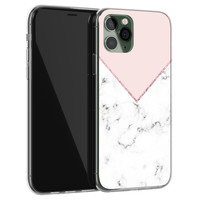 Leuke Telefoonhoesjes iPhone 11 Pro siliconen hoesje - Marmer roze grijs