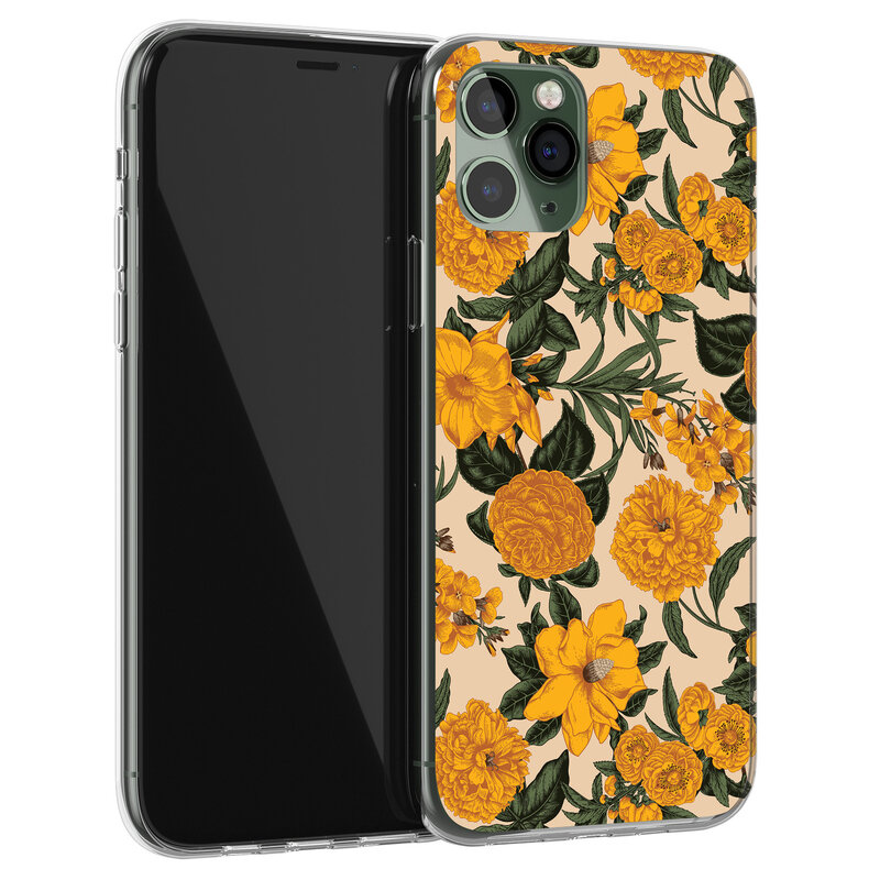Leuke Telefoonhoesjes iPhone 11 Pro siliconen hoesje - Retro flowers