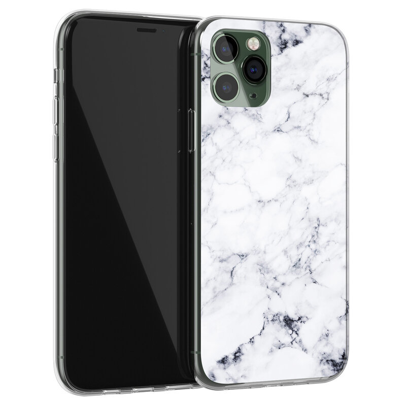 Leuke Telefoonhoesjes iPhone 11 Pro siliconen hoesje - Marmer grijs