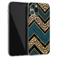 Leuke Telefoonhoesjes iPhone 11 Pro Max siliconen hoesje - Luipaard zigzag