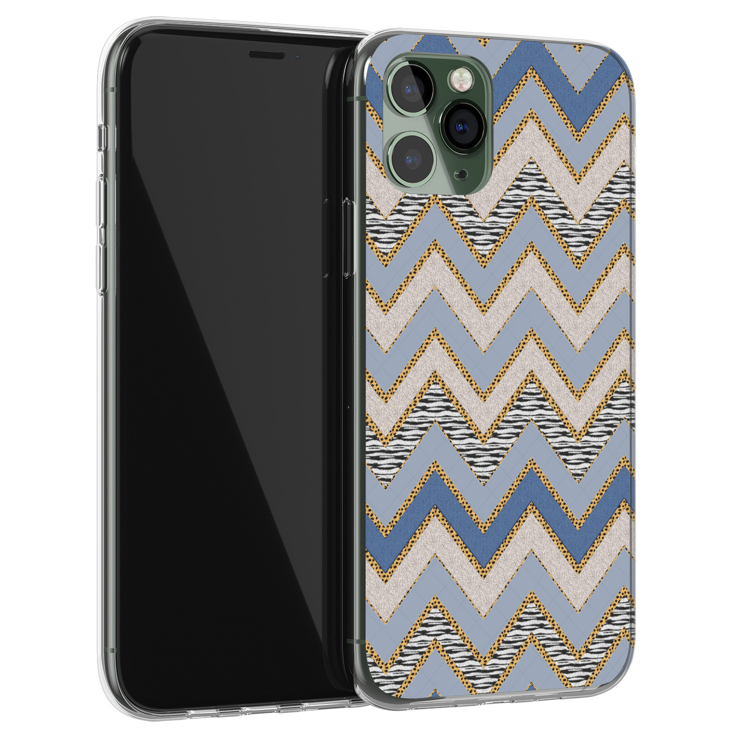 Leuke Telefoonhoesjes iPhone 11 Pro Max siliconen hoesje - Retro zigzag