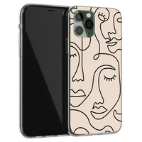 Leuke Telefoonhoesjes iPhone 11 Pro Max siliconen hoesje - Abstract gezicht lijnen