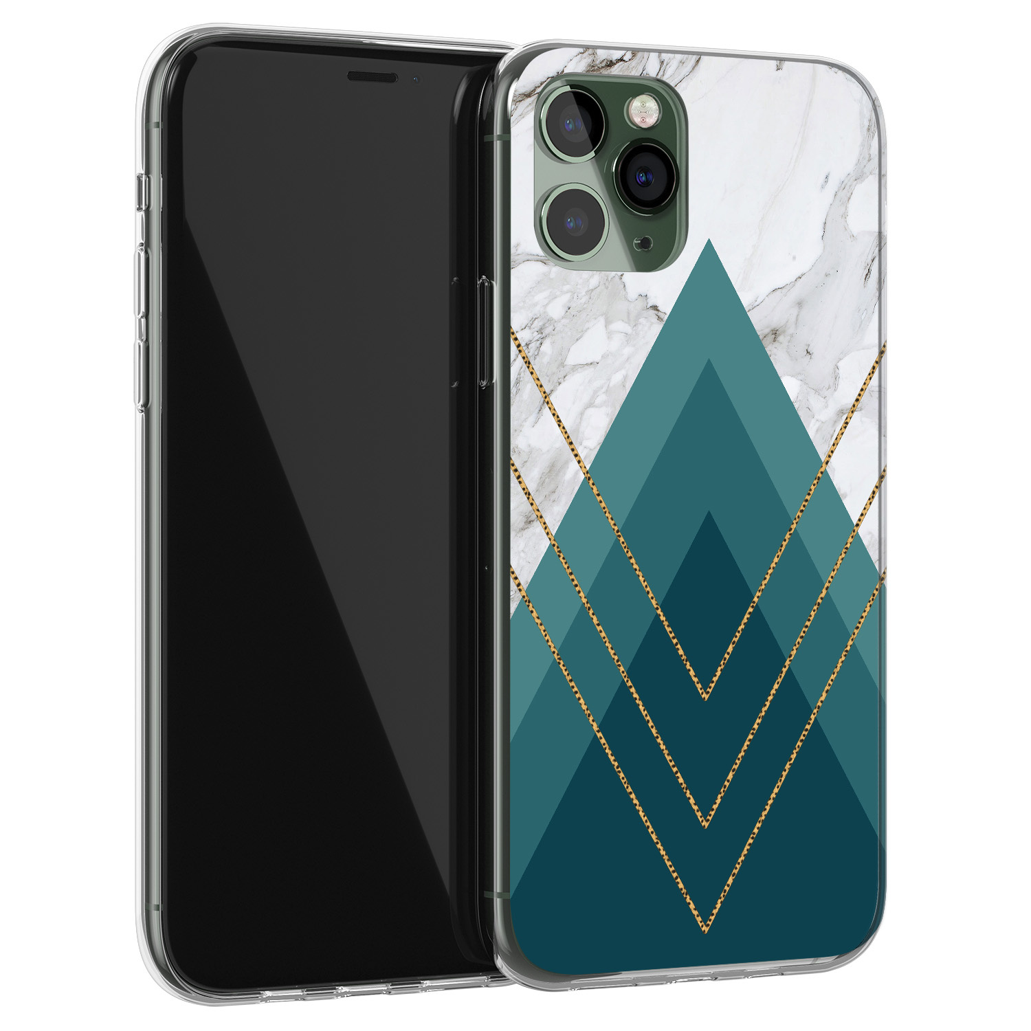 Leuke Telefoonhoesjes iPhone 11 Pro Max siliconen hoesje - Geometrisch blauw