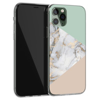 Leuke Telefoonhoesjes iPhone 11 Pro Max siliconen hoesje - Marmer pastel mix