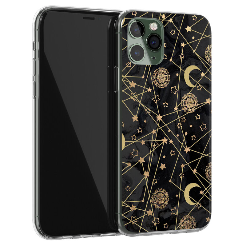 Leuke Telefoonhoesjes iPhone 11 Pro Max siliconen hoesje - Sun, moon, stars