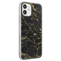 Leuke Telefoonhoesjes iPhone 12 siliconen hoesje - Marmer zwart goud