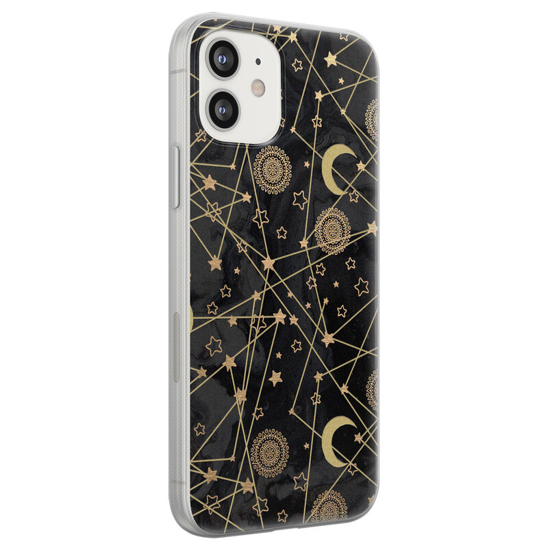 Leuke Telefoonhoesjes iPhone 12 siliconen hoesje - Sun, moon, stars