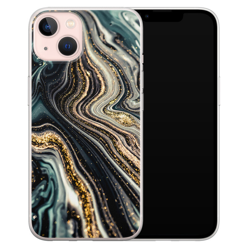 Leuke Telefoonhoesjes iPhone 13 siliconen hoesje - Marmer swirl