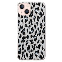 Leuke Telefoonhoesjes iPhone 13 siliconen hoesje - Luipaard grijs