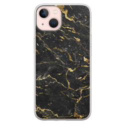 Leuke Telefoonhoesjes iPhone 13 siliconen hoesje - Marmer zwart goud