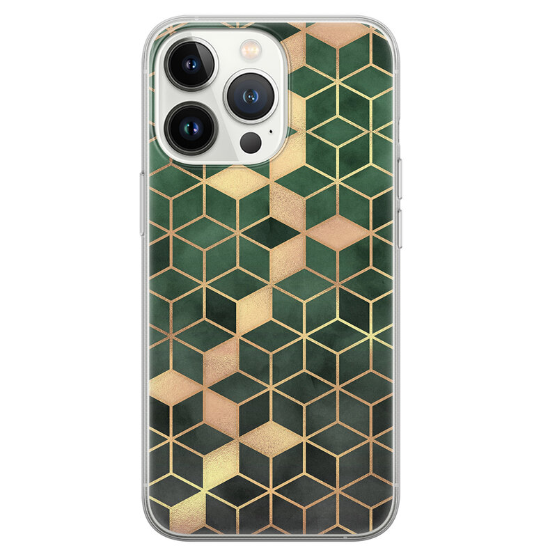 Leuke Telefoonhoesjes iPhone 13 Pro siliconen hoesje - Green cubes