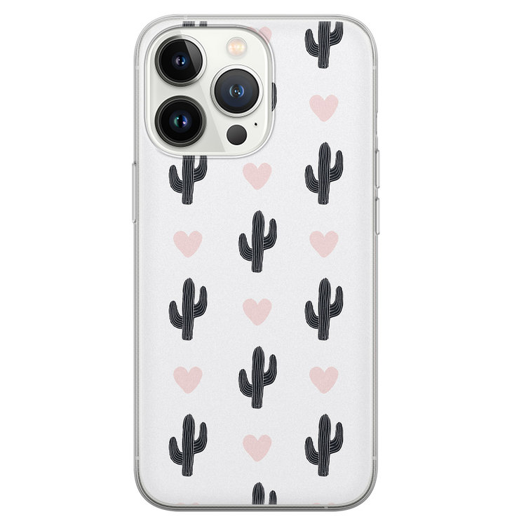 Leuke Telefoonhoesjes iPhone 13 Pro siliconen hoesje - Cactus love