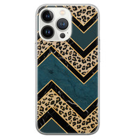 Leuke Telefoonhoesjes iPhone 13 Pro siliconen hoesje - Luipaard zigzag