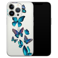 Leuke Telefoonhoesjes iPhone 13 Pro siliconen hoesje - Vlinders blauw