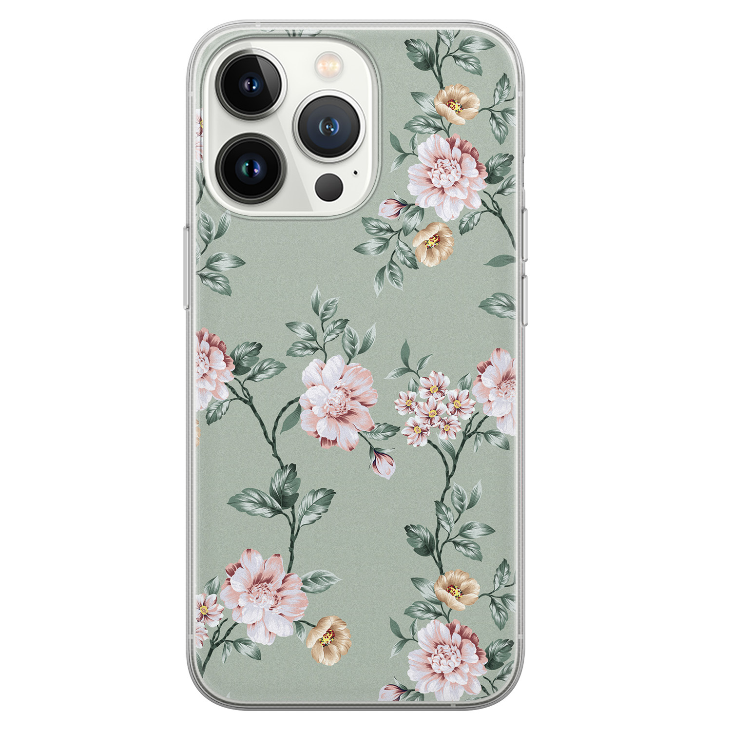 Leuke Telefoonhoesjes iPhone 13 Pro siliconen hoesje - Bloemetjes