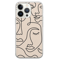 Leuke Telefoonhoesjes iPhone 13 Pro siliconen hoesje - Abstract gezicht lijnen