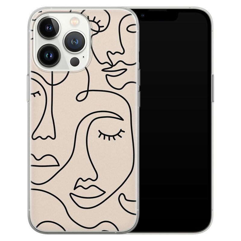 Leuke Telefoonhoesjes iPhone 13 Pro siliconen hoesje - Abstract gezicht lijnen